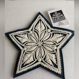 Hungarian Star Dark Grey Embroidered Wool Pillow Cover Sandor Collection